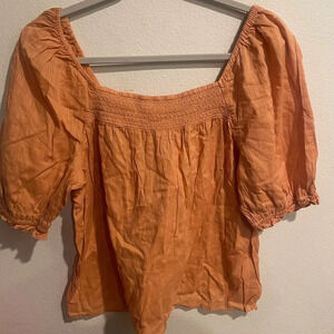 A.N.A. a new approach women's brown off shoulder puff sleeve shirt plus size Med